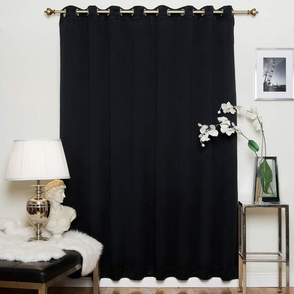 Thermally Insulated Black Blackout Curtain - 100" Wide x 120" Long - Picture 1 of 1